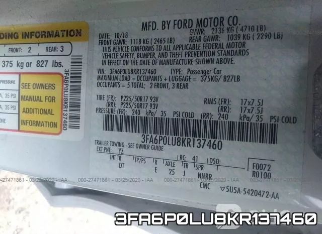 3FA6P0LU8KR137460 фото 10