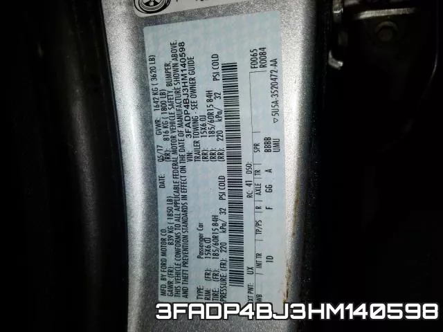 3FADP4BJ3HM140598 фото 2