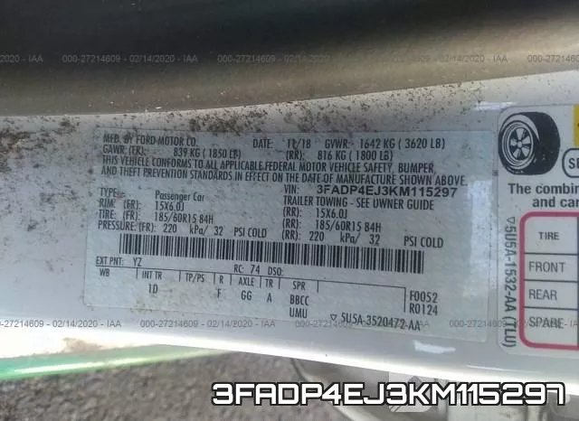 3FADP4EJ3KM115297 фото 10