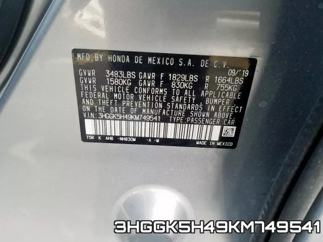 3HGGK5H49KM749541 фото 2