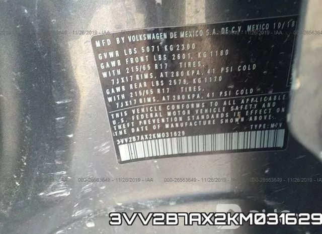 3VV2B7AX2KM031629 фото 10
