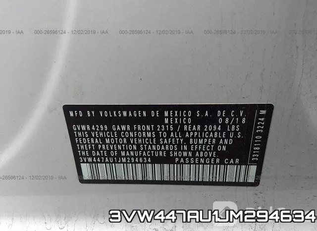 3VW447AU1JM294634 фото 10