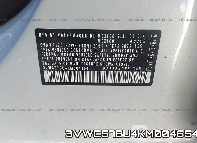 3VWC57BU4KM004654 фото 10