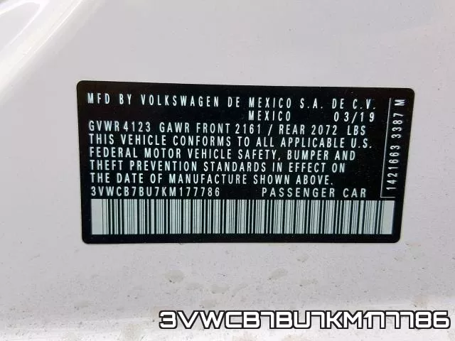 3VWCB7BU7KM177786 фото 2