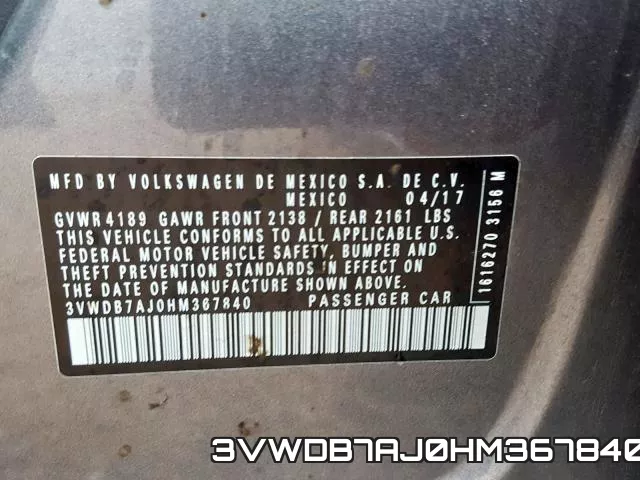 3VWDB7AJ0HM367840 фото 2