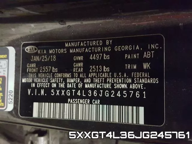 5XXGT4L36JG245761 фото 2