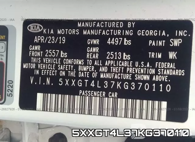 5XXGT4L37KG370110 фото 10