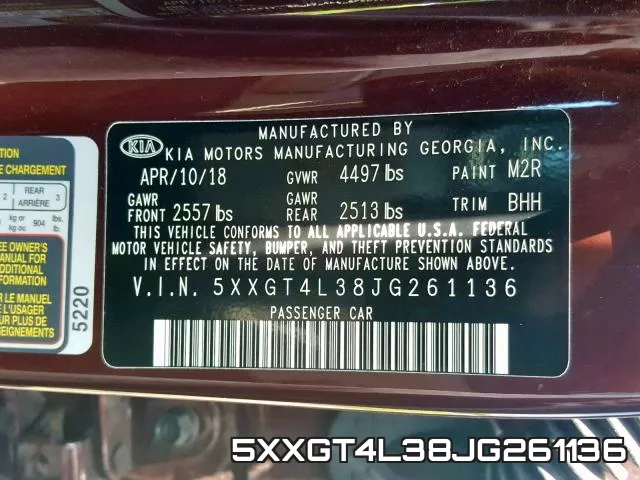 5XXGT4L38JG261136 фото 2
