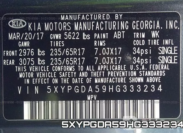 5XYPGDA59HG333234 фото 10