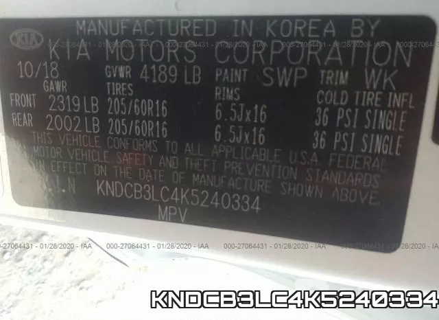 KNDCB3LC4K5240334 фото 10