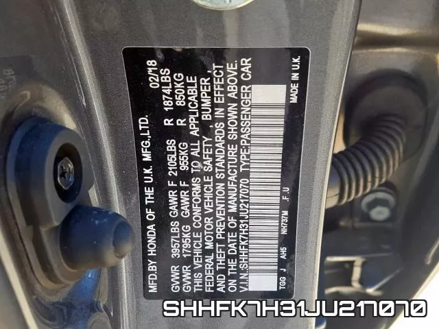 SHHFK7H31JU217070 фото 2