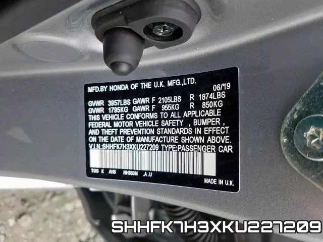 SHHFK7H3XKU227209 фото 2