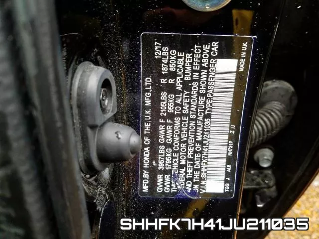 SHHFK7H41JU211035 фото 2