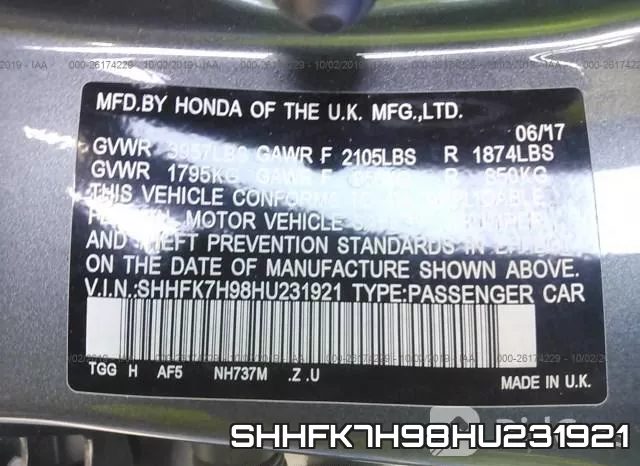 SHHFK7H98HU231921 фото 10