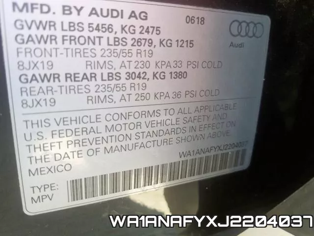 WA1ANAFYXJ2204037 фото 2