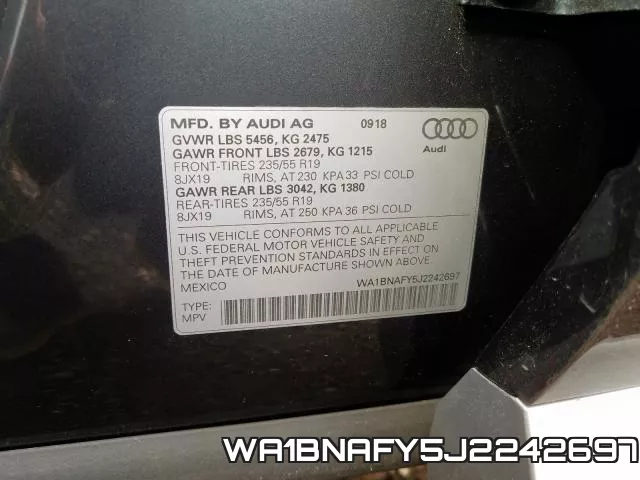 WA1BNAFY5J2242697 фото 2