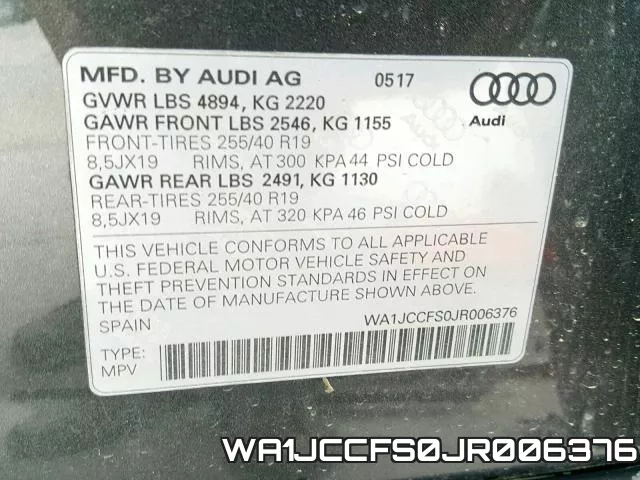 WA1JCCFS0JR006376 фото 2