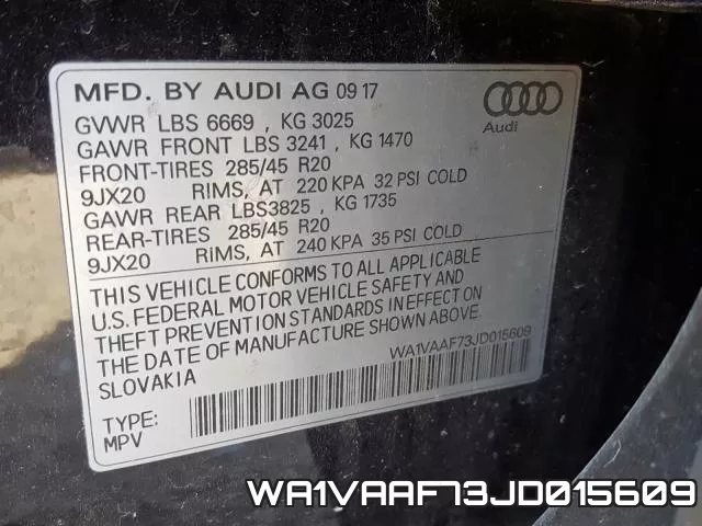 WA1VAAF73JD015609 фото 2
