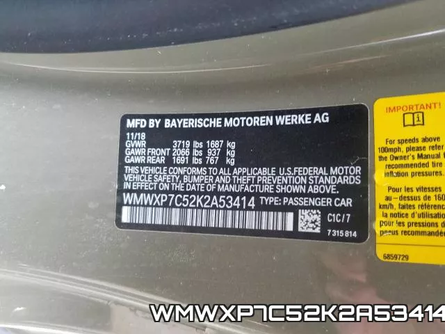 WMWXP7C52K2A53414 фото 2