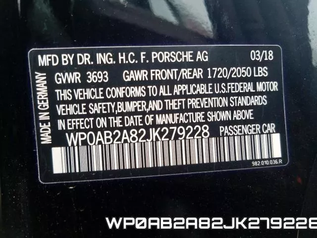 WP0AB2A82JK279228 фото 2