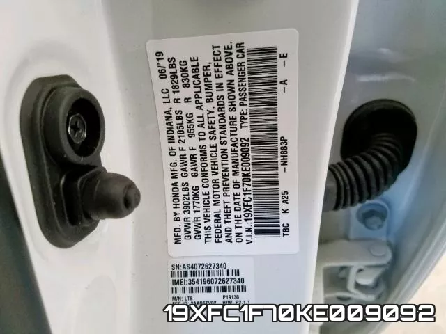 19XFC1F70KE009092 фото 2