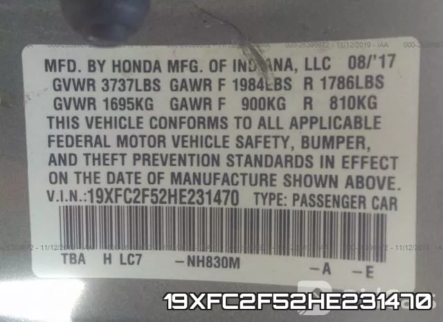 19XFC2F52HE231470 фото 10