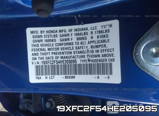 19XFC2F54HE205095 фото 10