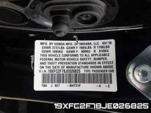 19XFC2F78JE026825 фото 2