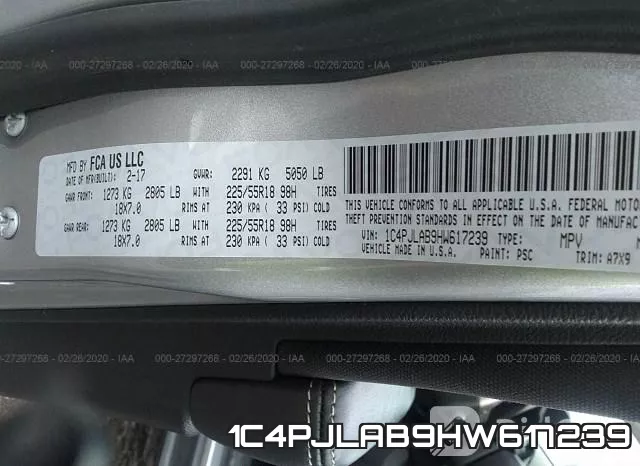 1C4PJLAB9HW617239 фото 10