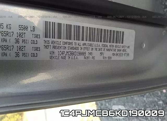 1C4PJMCB6KD190009 фото 10