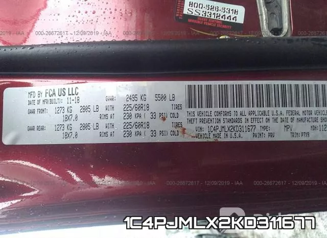 1C4PJMLX2KD311677 фото 10