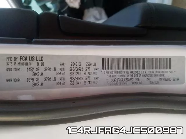 1C4RJFAG4JC500987 фото 2