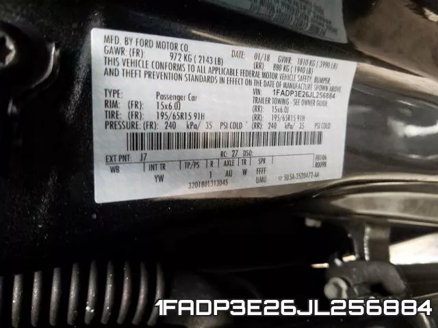 1FADP3E26JL256884 фото 2