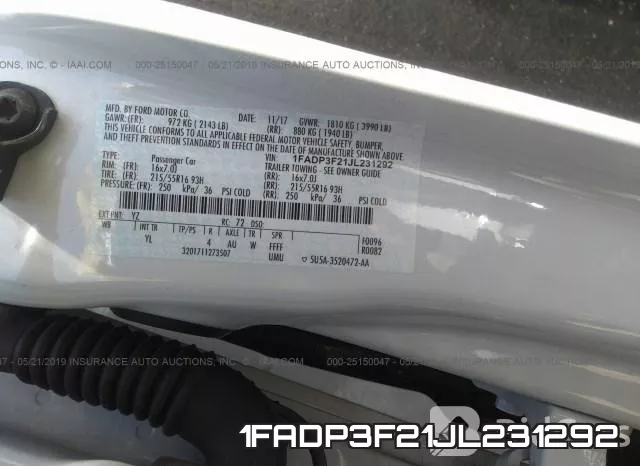 1FADP3F21JL231292 фото 10