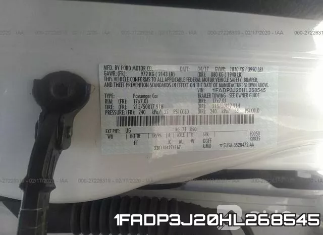 1FADP3J20HL268545 фото 10