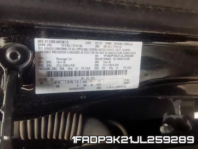 1FADP3K21JL259289 фото 2