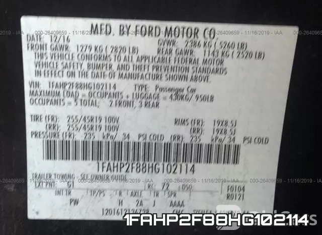1FAHP2F88HG102114 фото 10