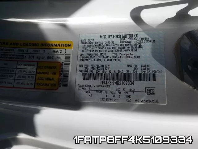 1FATP8FF4K5109334 фото 2
