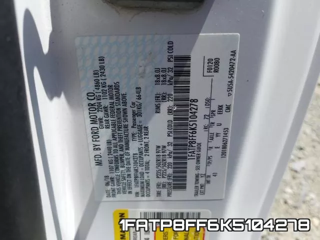 1FATP8FF6K5104278 фото 2