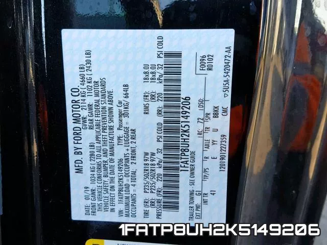 1FATP8UH2K5149206 фото 2