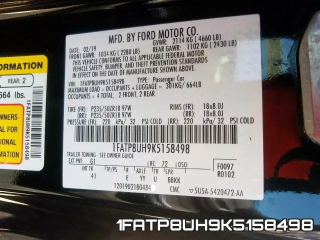 1FATP8UH9K5158498 фото 2