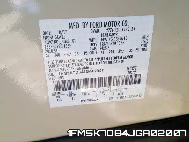 1FM5K7D84JGA02007 фото 2