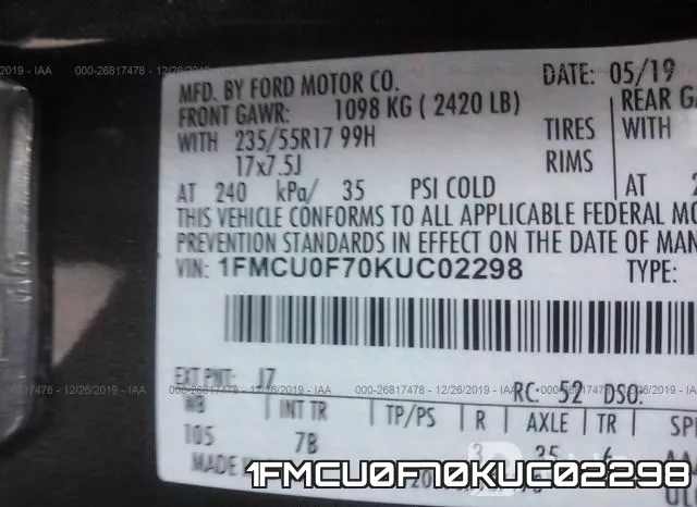 1FMCU0F70KUC02298 фото 10