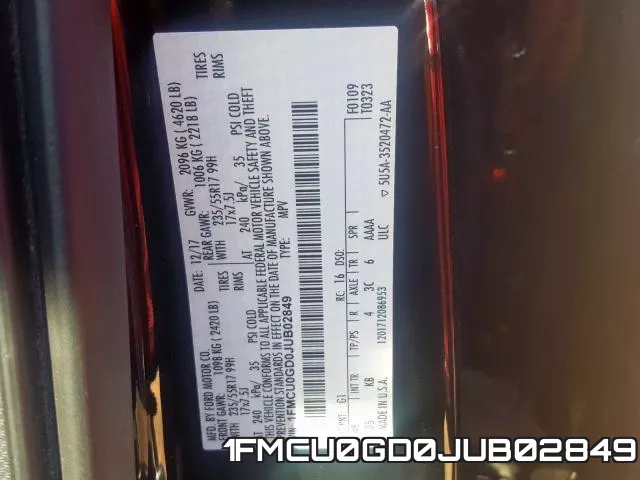 1FMCU0GD0JUB02849 фото 2
