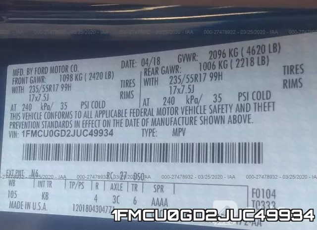 1FMCU0GD2JUC49934 фото 10
