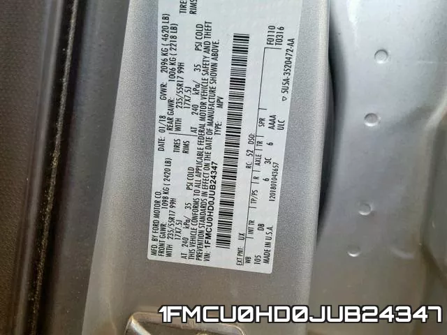 1FMCU0HD0JUB24347 фото 2