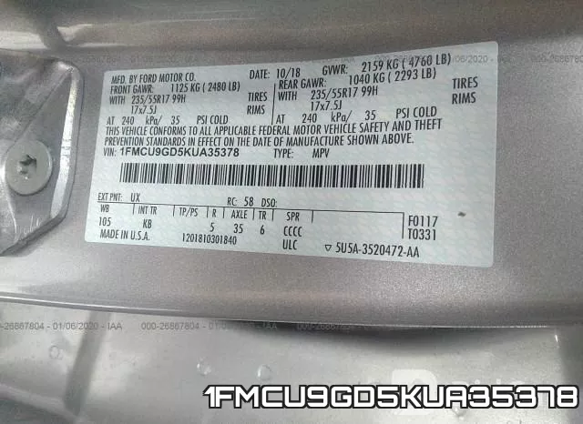 1FMCU9GD5KUA35378 фото 10