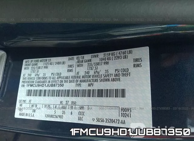 1FMCU9HD1JUB87350 фото 10
