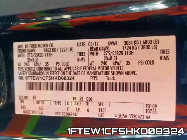 1FTEW1CF5HKD08324 фото 2