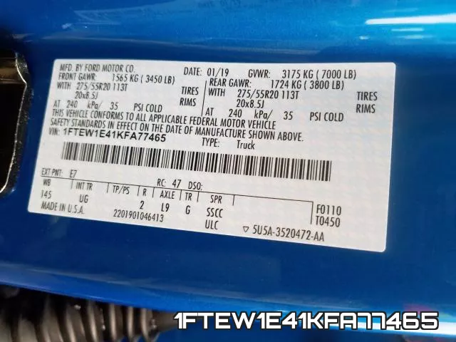 1FTEW1E41KFA77465 фото 2